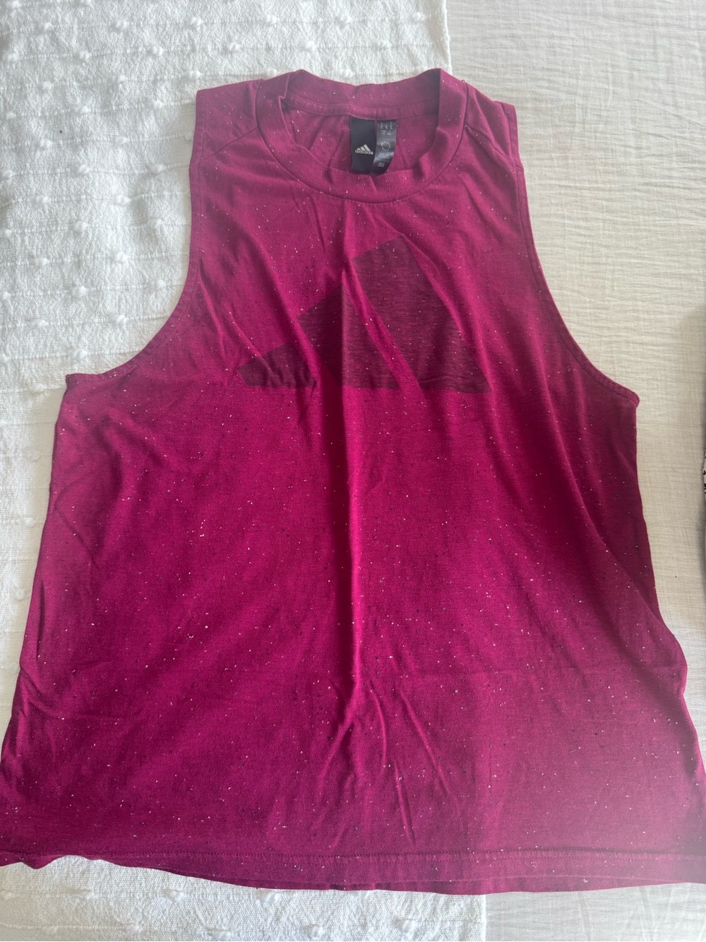 Adidas berry magenta high neck tank top with logo size large
